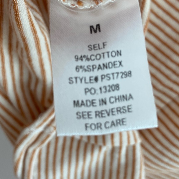 Polagram Striped Henley Tshirt Orange/White Medium - Picture 6 of 9